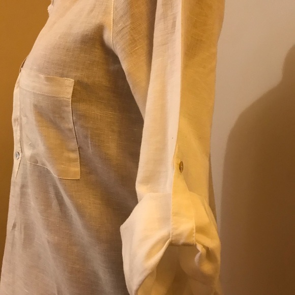 Max Studio Tunic top long or 3/4 sleeves when button cream medium - Picture 4 of 4